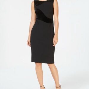 Calvin Klein Black Velvet-Swirl Sheath Midi Dress Size 8P